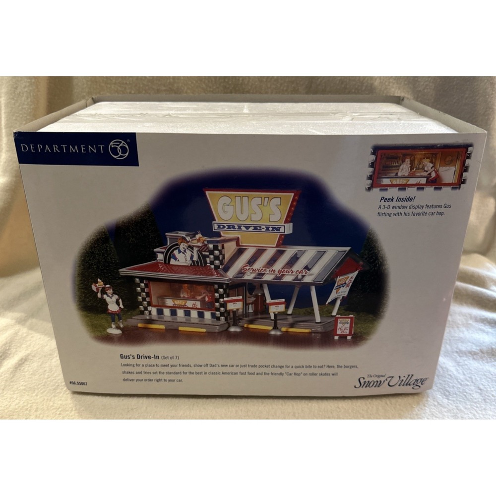 Department 56 Snow Village Gus's Drive In NEW Open Box Christmas Dept 56 Holiday